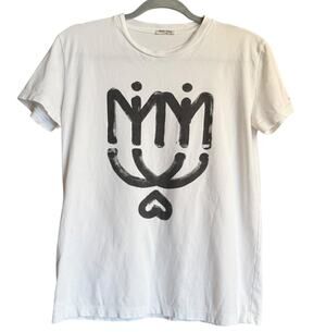 Miu Miu X M M Paris Graphic Logo T-shirt White 100% Cotton made in Italy Small